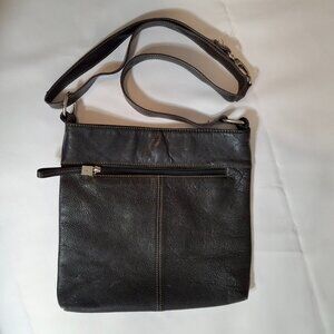 Tignanello Black Leather Messenger Shoulder Bag